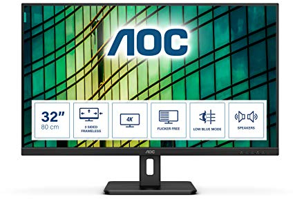 AOC U32E2N - 32 Zoll UHD Monitor (3840x2160, 60 Hz, HDMI 2.0, DisplayPort) schwarz
