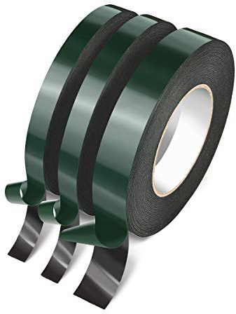 LIVEMEGREEN 3 Pack Foam Tape Double Sided Adhesive Sponge Tape Car Number Plate Sticky Tape 2 Roll 12mm and 1 Roll 25mm in Width,10 m Each Roll