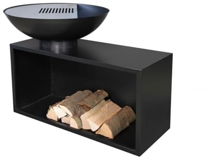 BUSCHBECK Planchagrill Giant|Fettarmes Grillen auf effizienter Edelstahl-Platte|Unterschiedlich heiße Grillzonen|Rost für Branding|Ohne Grillplatte als Feuerschale nutzbar