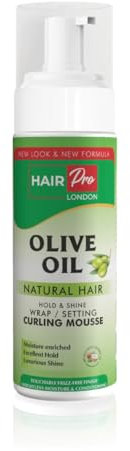 HAIRPRO OLIVE OIL HOLD & SHINE WRAP SET MOUSSE INFUSED WITH COCONUT OIL 207ml