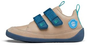 Affenzahn Barfußschuh Leder Buddy mit Klettverschluss Weich rutschfest Flexibel Reflektierend für Jungen und Mädchen in Größe 21-32 Oktopus - Taupe
