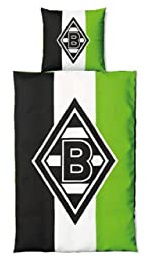 Borussia Mönchengladbach Wende-Bettwäsche Schrägstreifen | Offizieller Fanartikel Fohlenshop | 100% Baumwolle | 135x200 cm Bettbezug, 80x80 cm Kissenbezug