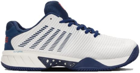 K-Swiss Hypercourt Express 2 HB för män - Clay Court tennissko, Blanc De Blanc/Blå Opal/Klubba, 43 EU
