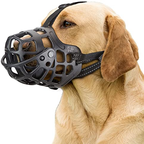 Ownpets Maulkorb Hund, Maulkorb für Große Hunde, Maulkorb Schäferhund, Maulkorb Mittlere Hunde, Silicone Dog Muzzle, Schwarz, XL
