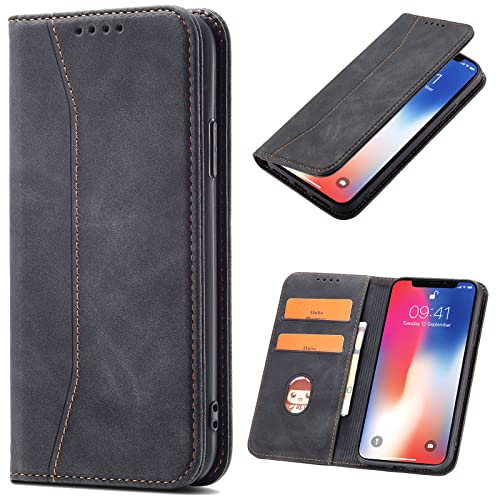 OKZone Funda para Huawei Y5P, Funda Carcasa de Cuero para Huawei Y5P,Magnético Carcasa Funda Móvil Billetera Cuero Funda con Tapa Libro Caso Soporte Plegable (Negro)