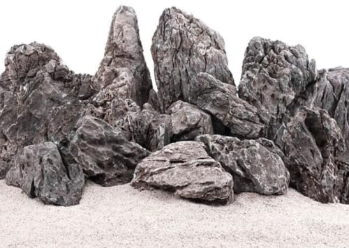 AquaOne Aquarium Steine Mini Landschaft I Natursteine Seiryu 10kg I 500-900g pro Stein I Aquascaping Gestein für Tank I Felsen Dekoration Pagode Rückwand I Deko Aquascape grau