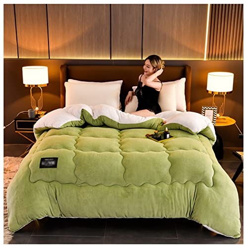 Steppdecke/Quilts, Bettdecke, Kaschmirdecke, Bettdecke, Winterdecke, verdickte Lammkaschmir-Bettdecke, für Winter-Doppelbett, Bettwäsche, maschinenwaschbar, dunkelgrün, 200 x 230 cm (5 kg)