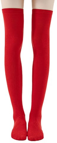 COACOM 1 paio di calzini alti elastici da donna caldi casual alti elastici (rosso)