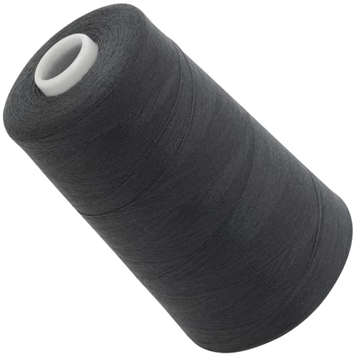 Aerzetix – C72913 – sytrådkon 120 (40/2) 4 000 m – tillverkad av polyester – konfektion, kortvarig, garn, snöre, sömnad, kläder, tråd – färg grå – mörk – svart