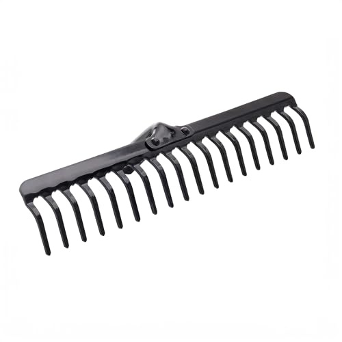 KADAX Gartenharke ohne Stiel, Gartenrechen aus Metall, Rasenrechen für Gartenpflege, Robuste Rasenharke, Rechen zum Harken, Harke für Rasen, Gartenwerkzeug (Rechteckig 18 Zinken)
