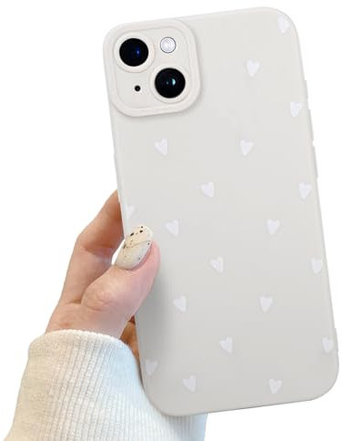 POTOK Handyhülle für iPhone 14 Schwarz matt mit Kameraschutz, Niedlich Herz Schutzhülle Design für Frauen Mädchen, Kratzfeste Schutzhülle für iPhone 14