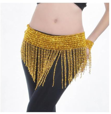 BYPIAOERZ Pañuelo de la Cadera para Danza del Vientre con Cuentas Brillantes Hecho a Mano para Danza del Vientre, Falda con Cadena, cinturón, Traje de Carnaval, Traje de Fiesta