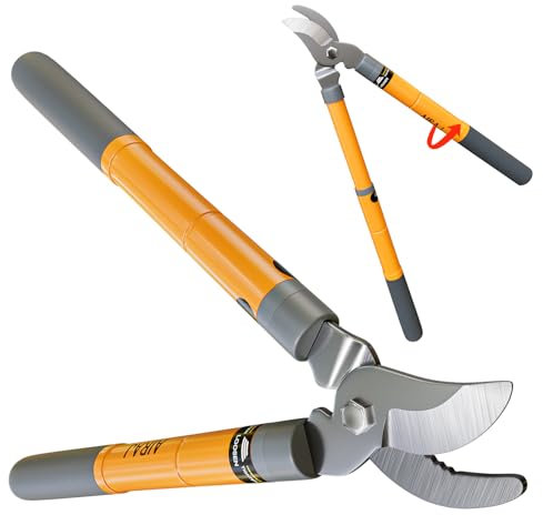 AIRAJ Astschere | 42-61cm Teleskop Astschere | Bypass Gartenschere | Scharfe SK5-Kohlenstoffstahl Klinge | Schnelles Schneiden | Beschneidet Mühelos Äste(35mm Max) | für Frische und Verwelkte Zweige