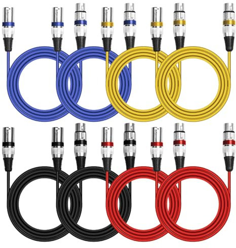 BORDEAG Confezione da 8 cavi microfono Dmx da 2 m, cavo XLR, microfono audio, per registrazioni, mixer, sistemi di altoparlanti