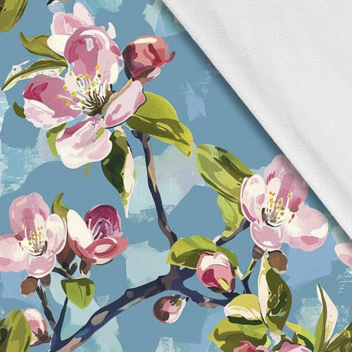 HEKO PANELS Softshell Stoff Meterware Outdoor Stoff Wasserfest Mit Fleece Stoff Zum Nähen Nähstoffe Windfest Für Jacke Wandern Sport Overall Blumen Frühling 1 Meter 145 x 100 cm