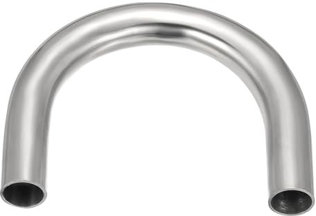 PATIKIL 180 Degree Sanitary Extended Pipe, 3/4inch OD U Mandrel Bend Elbow Exhaust Pipe Straight Connector 304 Stainless Steel Extended Pipe for Welding Modified Stair Handrail HVAC