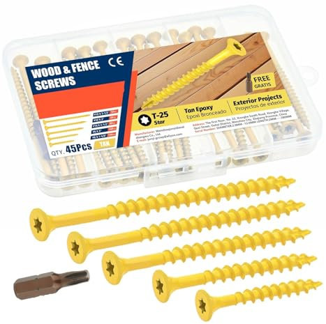 DYYEUAVT Viti per Terrazza Kit assortimento Viti for Legno 45 Pezzi Viti for terrazza Viti for terrazza Esterne Testa di Guida per Terrazze, Capannoni da Giardino, Costruzioni I