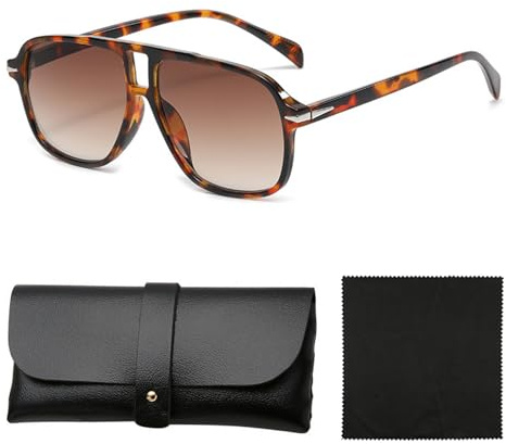 RELKLYU Occhiali Da Sole a 1 Pezzi, Scatola Di Stoccaggio Da 1 Pezzi E Panno per Lavaggio Da 1 Pezzi, Retrò E Alla Moda, Per Uomini E Donne, Occhiali Classici E Personalizzati