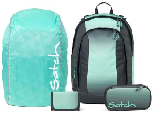 Satch Air Streetwalk Edition Schulrucksack Set 4tlg. inkl. Etui, Börse, Regenhülle (Gradient Mint)