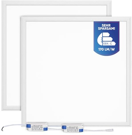 LECOM 2x LED Panel 62x62 Neutralweiß 4250lm 25W Energiesparend Rasterdecken | Gleichmäßige energieeffiziente Ausleuchtung großer Räume. Ideal für Konferenzräume, Coworking-Spaces, Schulungsräume, Büros.