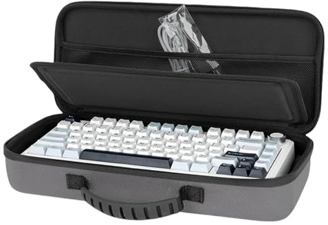 Mirweon Funda rígida para teclados mecánicos de 84 teclados mecánicos, almacenamiento protector con espacio para reposamuñecas