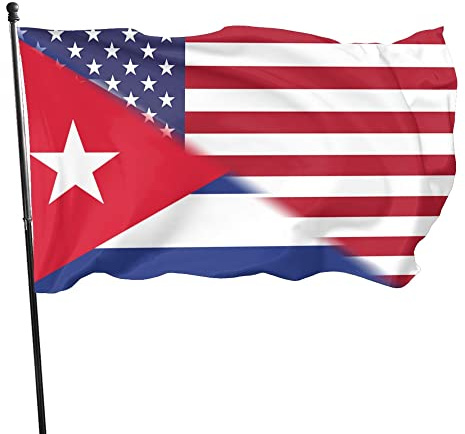 Bandera estadounidense y bandera de Cuba, 3 x 5 pies, decoración para jardín al aire libre