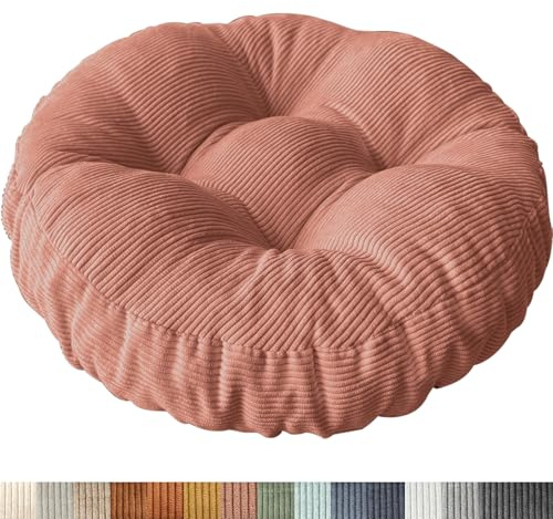 PHUSTJKL Sitzkissen Rund, 30x30 cm rutschfest Waschbare Sitzpolster Bequemes Stuhlkissen 6 cm Dick Waschbare Cordstoff Stuhlauflage, für Indoor Küchen Garden Holzstühle