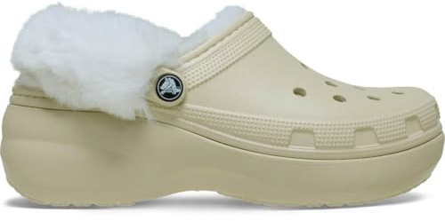 Crocs Classic Platform Fuzz Lined Clog 41-42 EU Bone