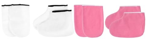 WOONEKY Set in Cotone e Poliestere per Paraffina 2 Paia Guanti e Calzini e Idratazione Ottimale Protezione Massima per Terapia Spa Professionale