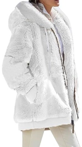Cappotti Donna Invernali Parka Donna Invernale con Cappuccio Trekking Giacconi Curvy Giacche Imbottito Oversize Sci Teddy Casa Kleidung 2#Bianco S