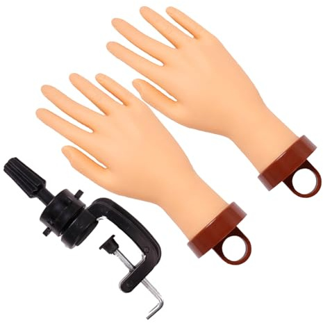 TOYANDONA Mano de Silicona Realista para Practicar Uñas con Soporte Resistente Modelo Flexible de Entrenamiento para Manicura Profesional Adecuado para Acrílicos y Geles Juego de 2 Manos
