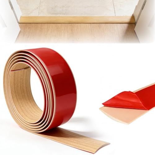 Barre de Seuil Adhesive, Seuil de Porte 2M x 5CM, Bande de Transition Sol PVC Auto-adhésive, Profilé de Transition pour Couvrir les Espaces entre Carrelage et Parquet (Chêne clair-2m5cm)