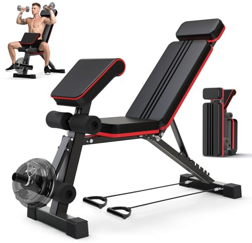 SOFTHOM Banco Musculación Plegable Ajustable, Multifunción 12 en 1 Banco de Pesas en Casa, Soporta 400KG, Entrena Cuerpo Completo, Banco Abdominales/Levantamiento Plano, Gimnasio en Casa