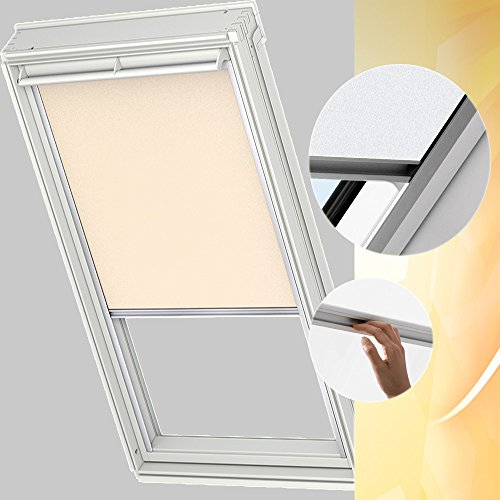 Original VELUX Sichtschutzrollo Manuell RFL M08 1086S Für // GGL, GTL, GPL, GHL, GXL M08, 308 und GGU, GTU, GPU, GHU, GXU M08 // in Stofffarbe 1086 / Uni Beige // Seitenschienen in Silber _49159