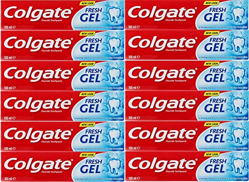 Colgate Fresh Gel Fluoride Toothpaste 100 Milliliter - Pack of 12 Tubes