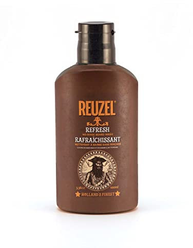 Reuzel Refresh No Rinse Beard Wash - No Shower Necessary, Rinse-Free Men’s Beard Shampoo - A Hydrating, Beard Strengthening Cleanse On the Go - Cool, Light Citrus-Mint Scent, Vegan Formula - 6.76 oz