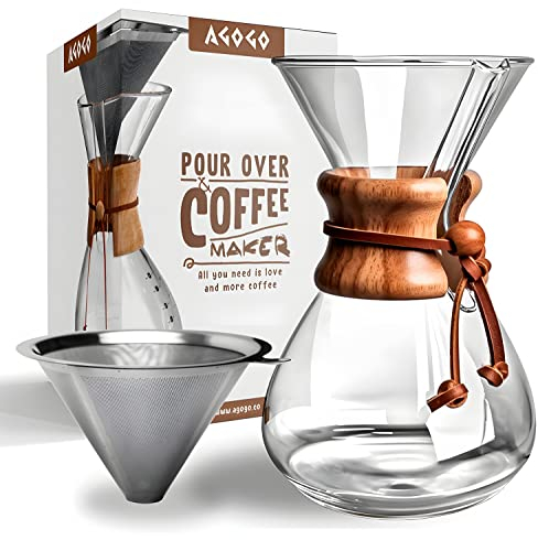 AGOGO Verser Over Set Cafetière avec filtre 10 tasses