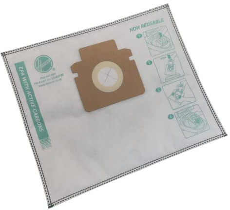Sacchi XL per aspirapolvere Hoover H91, originali, in microfibra, EPA puro, ai carboni attivi, antiodore, filtraggio extra, compatibili con Hoover H-ENERGY 300, 4 pezzi