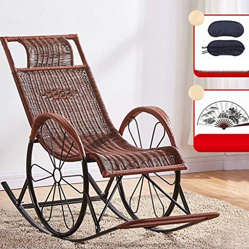 Sun Lounger Garden Chairs Foldable Deck Chair Zero Gravity Lounge Chair Recliners for Patio, PE Rattan Balcony Recliner with Adjustable Padded Headrests Outdoor Deck Chair (Color, Gold),Brown