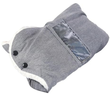 Oshhni Anti-Frost-Handschuhe für Kinderwagen, Kinderwagen, Kinderwagen, Kinderwagen, Handhandschuhe, Kinderwagen-Handmuff, Handwärmer für den Einkaufswagen, grau mit Tasche