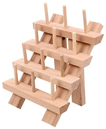 NUOBESTY Sewing Embroidery Thread Rack Sewing Thread Jewellery Organiser Hair Braiding Rack Camera Sling Bag Bamboo Lampshade Jewelry Organiser Embroidery Thread Holder Wooden with a Needle