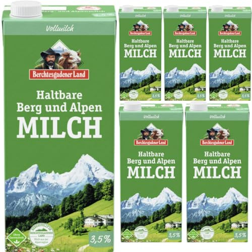 Berchtesgadener Milch Land haltbare Berg und Alpen Milch laktosefrei 3,5% 1000 mililiter x 6 Stück