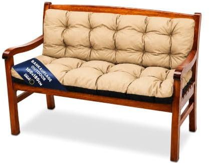 Amazinggirl Bankauflage Sitzkissen Outdoor Hollywoodschaukel Kissen 180 x 100 cm - Sitzpolster Bank Polster für Sitzbank Gartenbank und Paletten Bankkissen Indoor und Outdoorkissen Beige
