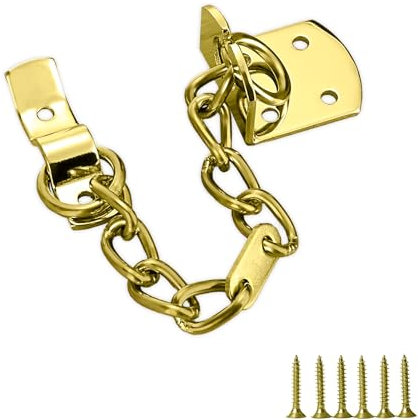 Door Chain Narrow Door Chain Polished Brass | 45 x 4 x 38 mm Narrow Door Chain Lock | Door Chain for Front Door Brass for Wooden and UPVC Doors | Internal and External Front Door Brass Restrictor