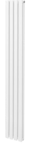 Radiatore a colonna ovale 1800mm x 240mm Designer Doppio pannello Termosifone Bianco Acciaio Inclusi Spazzola per la pulizia Kit di fissaggio e staffe