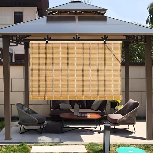 Natürliche Bambus-Rollo Blackout Sonnenschutz Rollo Sichtschutz Raffrollo Outdoor Jalousine Retro Bambusrollo,für Fenster Tür Terrasse Balkon Garten,Anpassbar