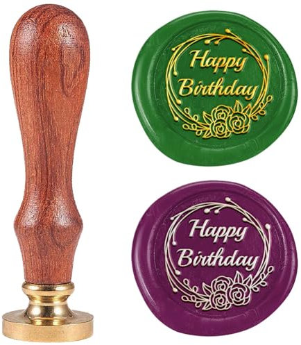 DELORIGIN Wachssiegelstempel „Happy Birthday“ Siegelstempel In Sternform 25mm Abnehmbarer Siegelstempel Mit Messingkopf Siegelwachs Für Geburtstagsumschläge Grußkarten
