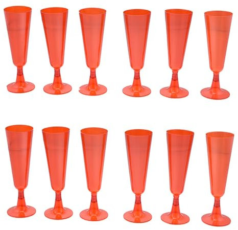 Set 12 calici fluit rossi in plastica rigidi monouso bicchiere da Spumante champagne per feste party