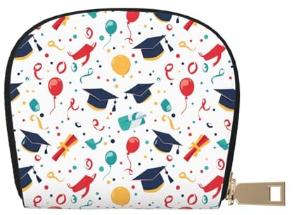 TZTTZT Graduation Cap Balloon Print Credit Card Holder for Women, Card Case Wallet, Leather Credit Cards Holder Wallet