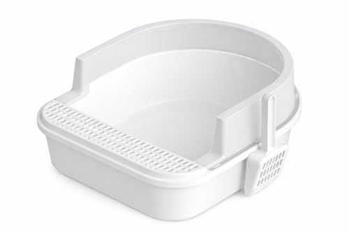 Eden & Willow Cat Litter Tray Box with Cleaning Scoop, Open-Top Plastic Litter Tray, Detachable High Sided Litterbox for Kittens & Rabbits, Easy Cleaning & Odor Free Cat Accessories